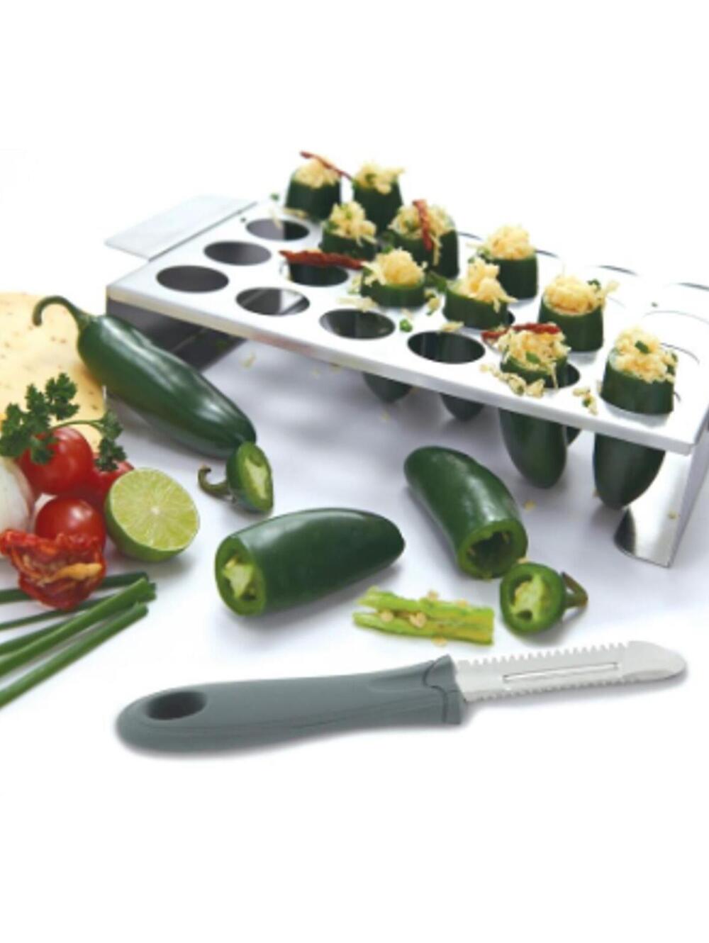 GrillPro Prime Pepper Roaster W/Grill Rack & Corer Tool-Holds 24 Jalapenos